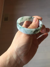 Load image into Gallery viewer, 50.8mm Certified type A 100% Natural sunny green/white/purple Little Wildflower thin square Jadeite Jade bangle PA252-6917