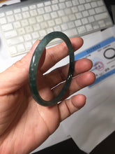 Load image into Gallery viewer, 56mm Certified Type A 100% Natural dark green/blue/gray/yellow with Guatemala slim round cut Jadeite bangle PE37-5876