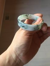 Load image into Gallery viewer, 50.8mm Certified type A 100% Natural sunny green/white/purple Little Wildflower thin square Jadeite Jade bangle PA252-6917