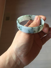 Load image into Gallery viewer, 50.8mm Certified type A 100% Natural sunny green/white/purple Little Wildflower thin square Jadeite Jade bangle PA252-6917