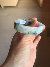 Load image into Gallery viewer, 50.8mm Certified type A 100% Natural sunny green/white/purple Little Wildflower thin square Jadeite Jade bangle PA252-6917