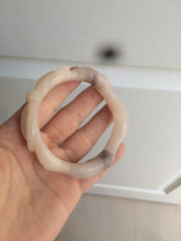 Load image into Gallery viewer, 56mm 100% natural light Pink/black Quartzite (Shetaicui jade) 3D carved Bow knot and wave bangle XY66