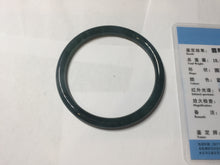 Load image into Gallery viewer, 56mm Certified Type A 100% Natural dark green/blue/gray Guatemala slim round cut Jadeite bangle BP197-2078