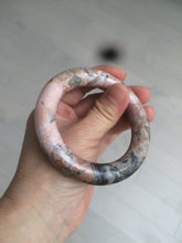 Load image into Gallery viewer, 54.9mm 100% natural red/pink/black chubby round cut rose stone (Rhodonite) bangle XY84