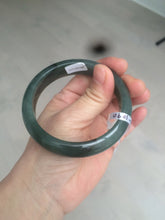 Load image into Gallery viewer, 57.5mm certified type A 100% Natural icy watery dark green/black Jadeite jade bangle AM71-1090