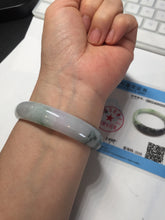 Load image into Gallery viewer, 51.5mm certified Type A 100% Natural icy watery light green sunny green purple oval Jadeite Jade bangle BQ63-5672