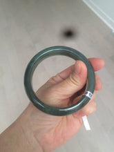 Load image into Gallery viewer, 57.5mm certified type A 100% Natural icy watery dark green/black Jadeite jade bangle AM71-1090