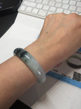 Load image into Gallery viewer, 51.5mm certified Type A 100% Natural icy watery light green sunny green purple oval Jadeite Jade bangle BQ63-5672