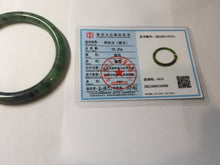 Load image into Gallery viewer, 58mm Certified 100% Natural Fresh Young Green/Dark Green/Black Green Ink Painting (绿水墨) Round Cut Nephrite (Wulanhai 乌兰海碧玉) Bangle HN150-7311