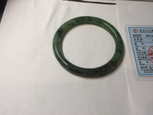 Load image into Gallery viewer, 58mm Certified 100% Natural Fresh Young Green/Dark Green/Black Green Ink Painting (绿水墨) Round Cut Nephrite (Wulanhai 乌兰海碧玉) Bangle HN150-7311