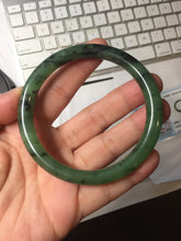 Load image into Gallery viewer, 58mm Certified 100% Natural Fresh Young Green/Dark Green/Black Green Ink Painting (绿水墨) Round Cut Nephrite (Wulanhai 乌兰海碧玉) Bangle HN150-7311