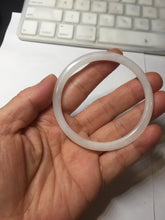 Load image into Gallery viewer, 53.5mm Certified 100% Natural white slim nephrite jade bangle HN138-9099