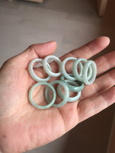 Load image into Gallery viewer, Size 6 1/2-10 1/2 100% natural type A light green white jadeite band ring group AA111