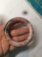 Load image into Gallery viewer, 54.9mm 100% natural red/pink/black chubby round cut rose stone (Rhodonite) bangle XY84