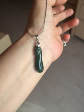 Load image into Gallery viewer, 3 pieces Type A 100% Natural dark green/black Jadeite Jade ring blessed melon(福瓜), rectangle safety bead pendants set BK133