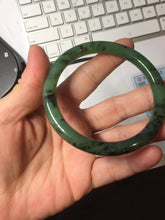 Load image into Gallery viewer, 58mm Certified 100% Natural Fresh Young Green/Dark Green/Black Green Ink Painting (绿水墨) Round Cut Nephrite (Wulanhai 乌兰海碧玉) Bangle HN150-7311