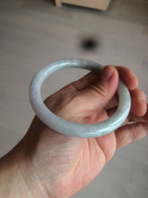 Load image into Gallery viewer, 57.6mm certificated Type A 100% Natural light green/dark green/purple slim round cut Jadeite Jade bangle BG53-2960