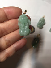 Load image into Gallery viewer, 100% natural type A sunny green jadeite jade 3D PiXiu (貔貅) pendant group AX150