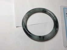 Load image into Gallery viewer, 55.7mm Certified Type A 100% Natural Dark Green Blue Gray Black Slim Moonlit Ink (水墨月色)Round Cut Jadeite Jade Bangle BS146-0748
