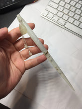 Load image into Gallery viewer, 16.5cm 100% Natural White Light Green Yellow Autumn Hues Xiu Jade (Serpentine) Hairpin with hanging beads SY136