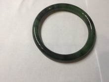 Load image into Gallery viewer, 57mm Certified 100% Natural Fresh Young Green/Dark Green/Black Green Ink Painting (绿水墨) Round Cut Nephrite (Wulanhai 乌兰海碧玉) Bangle HN151-7331