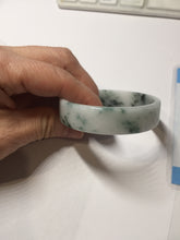Load image into Gallery viewer, 50.8mm Certified type A 100% Natural sunny green/white/purple Little Wildflower thin square Jadeite Jade bangle PA252-6917