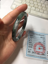 Load image into Gallery viewer, 55.7mm Certified Type A 100% Natural Dark Green Blue Gray Black Slim Moonlit Ink (水墨月色)Round Cut Jadeite Jade Bangle BS146-0748