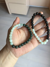 Load image into Gallery viewer, 7.6-8mm 100% natural white/black/blue/green/brown(Wuji, Mocui) jadeite jade beads bracelet BP148