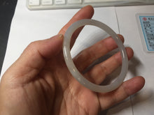 Load image into Gallery viewer, 59.2mm Certified 100% Natural white gray slim nephrite jade bangle HN137-9100
