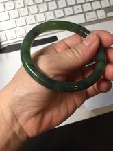 Load image into Gallery viewer, 57mm Certified 100% Natural Fresh Young Green/Dark Green/Black Green Ink Painting (绿水墨) Round Cut Nephrite (Wulanhai 乌兰海碧玉) Bangle HN151-7331