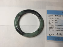 Load image into Gallery viewer, 58.5mm certified Type A 100% Natural sunny green dark green light green (half mountain half watery 半山半水) Jadeite Jade bangle PB194-9765