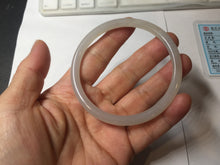 Load image into Gallery viewer, 59.2mm Certified 100% Natural white gray slim nephrite jade bangle HN137-9100