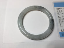 Load image into Gallery viewer, 58.5mm certified Type A 100% Natural icy dark green white with green floating flowers round cut Jadeite Jade bangle BS64-7347