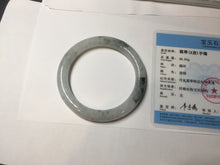 Load image into Gallery viewer, 58.2mm certified Type A 100% Natural icy light green white with green floating flowers round cut Jadeite Jade bangle BS63-7349