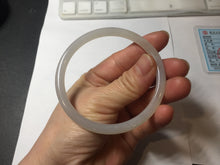 Load image into Gallery viewer, 59.2mm Certified 100% Natural white gray slim nephrite jade bangle HN137-9100