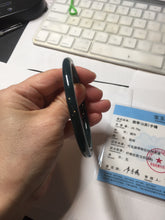 Load image into Gallery viewer, 61mm Certified Type A 100% Natural dark green/blue/gray Guatemala slim round cut Jadeite bangle BP199-5515