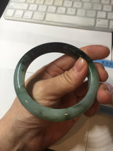 Load image into Gallery viewer, 58.5mm certified Type A 100% Natural sunny green dark green light green (half mountain half watery 半山半水) Jadeite Jade bangle PB194-9765