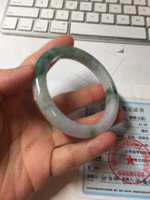 Load image into Gallery viewer, 54.5mm Certified 100% natural Type A Watermelon Rind Green & Light Purple jadeite jade bangle PH242-0177
