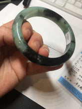 Load image into Gallery viewer, 58.5mm certified Type A 100% Natural sunny green dark green light green (half mountain half watery 半山半水) Jadeite Jade bangle PB194-9765