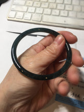Load image into Gallery viewer, 59.5mm Certified Type A 100% Natural dark green/blue/gray Guatemala slim round cut Jadeite bangle BP200-5524