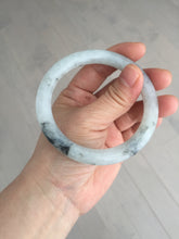 Load image into Gallery viewer, 58.2mm certified Type A 100% Natural icy light green white with green floating flowers round cut Jadeite Jade bangle BS63-7349
