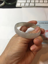 Load image into Gallery viewer, 53mm certified 100% natural Type A icy watery white light green gray (淡油青)Jadeite jade bangle PB268-1037