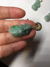 Load image into Gallery viewer, 100% natural type A sunny green jadeite jade 3D PiXiu (貔貅) pendant group AX150