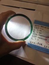 Load image into Gallery viewer, 59.5mm Certified Type A 100% Natural dark green/blue/gray Guatemala slim round cut Jadeite bangle BP200-5524