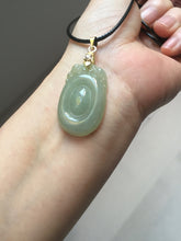 Load image into Gallery viewer, 100% Natural type A icy oily light green gray Jadeite Jade seashell (福贝) pendant F147
