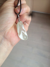 Load image into Gallery viewer, 100% natural icy watery white/dark green Magnolia flower jadeite jade pendant AF86