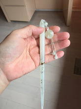 Load image into Gallery viewer, 16.5cm 100% Natural White Light Green Yellow Autumn Hues Xiu Jade (Serpentine) Hairpin with hanging beads SY136