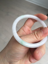 Load image into Gallery viewer, 55.8mm certified 100% natural white sunny green purple slim round cut jadeite jade bangle BL90-4666