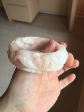 Load image into Gallery viewer, 51mm 100% natural pink red brown carved Phoenix and Peony (凤穿牡丹) Quartzite (Shetaicui jade) bangle SY126