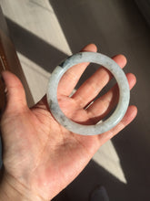 Load image into Gallery viewer, 58.5mm certified Type A 100% Natural icy dark green white with green floating flowers round cut Jadeite Jade bangle BS64-7347